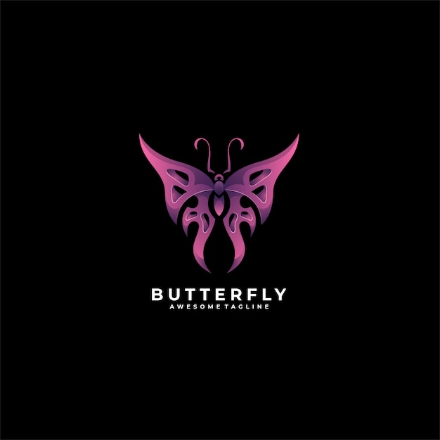 Logotipo de gradiente geométrico de mariposa.