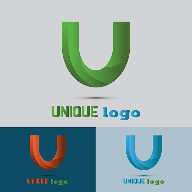Logotipo con gradiente de letra u de colores