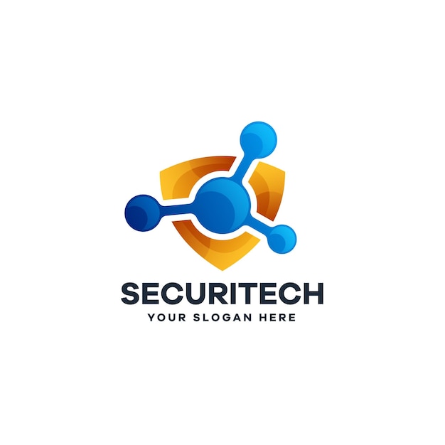 Logotipo de gradiente de tecnología de seguridad