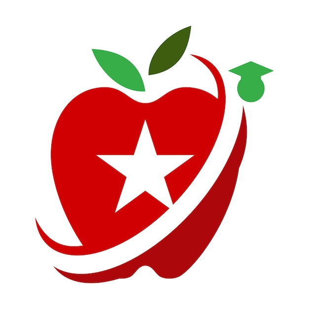Vector logotipo de graduación del sombrero de educación de apple ilustración de icono identidad de marca