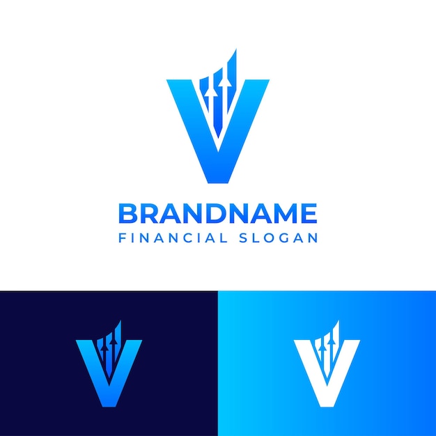 Logotipo de gráfico financiero con letra V adecuado para cualquier negocio relacionado con finanzas con iniciales V