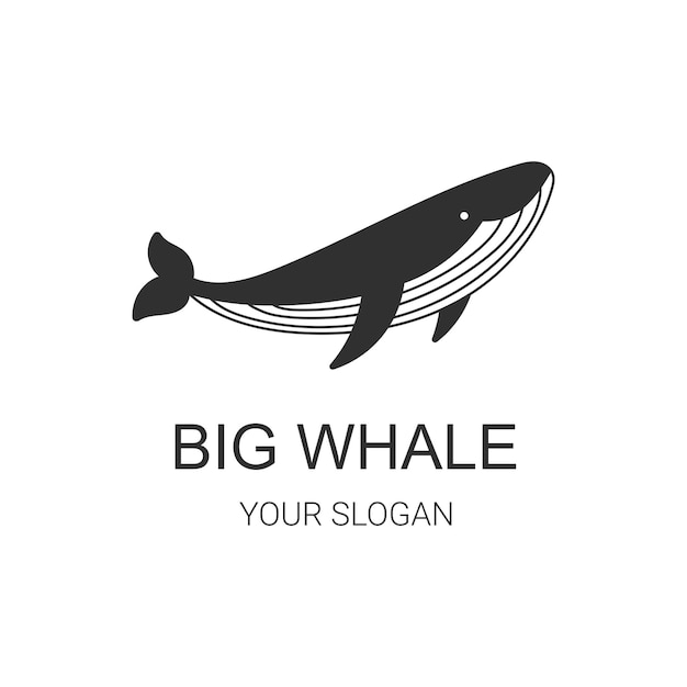 El logotipo de la gran ballena negra Icono monocromático Ilustración vectorial