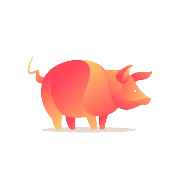 Logotipo de la granja de cerdos Estilo de gradiente de volumen Plantilla de diseño vectorial para camiseta de naturaleza de marca orgánica