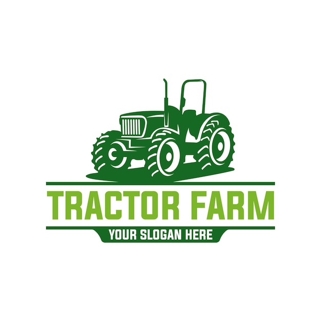 logotipo de la granja emblemas y insignias Ilustración de tractor de línea simple para alquiler