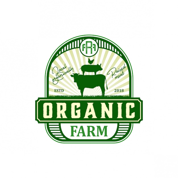 Logotipo de granja orgánica vintage