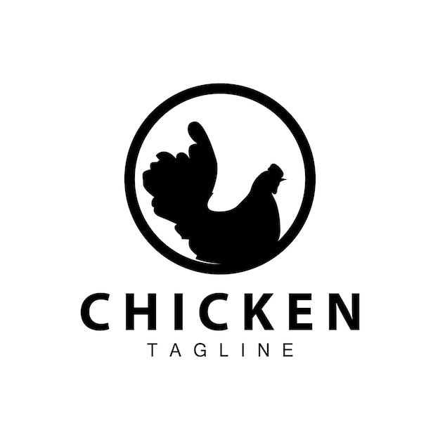El logotipo de la granja de pollo, el ganado, el diseño de la granga de pollo y el restaurante de pollo frito.