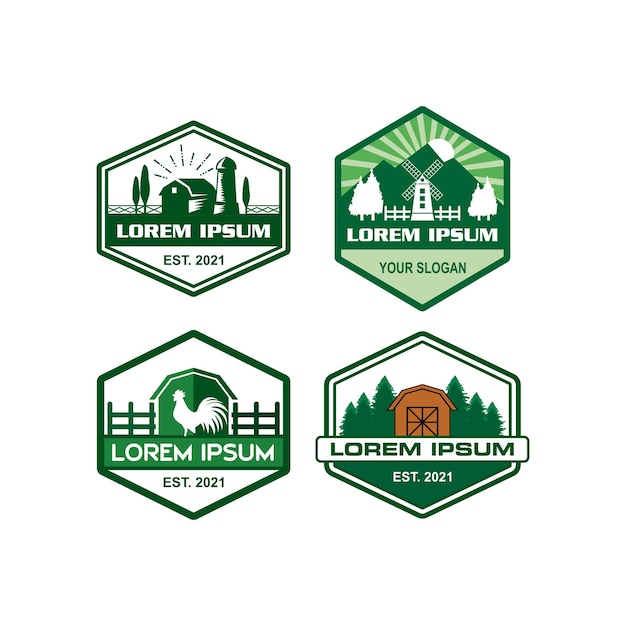 Logotipo de la granja, vector del logotipo del medio ambiente