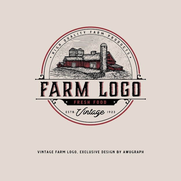 Vector logotipo de la granja vintage