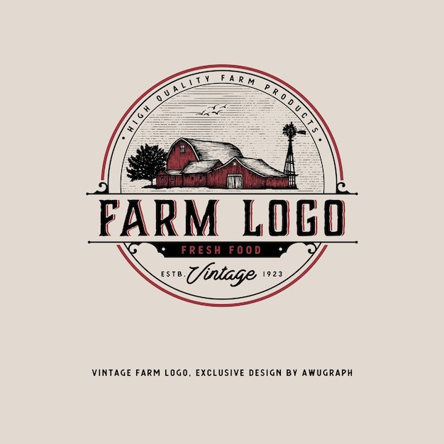 Logotipo de la granja vintage