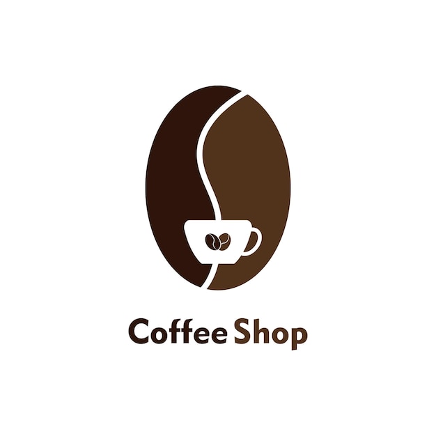 Logotipo de grano de café. Concepto de logotipo de cafetería minimalista