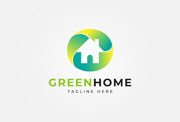 Logotipo de Green Home, estilo hogareño moderno con diseño de logotipo degradado verde