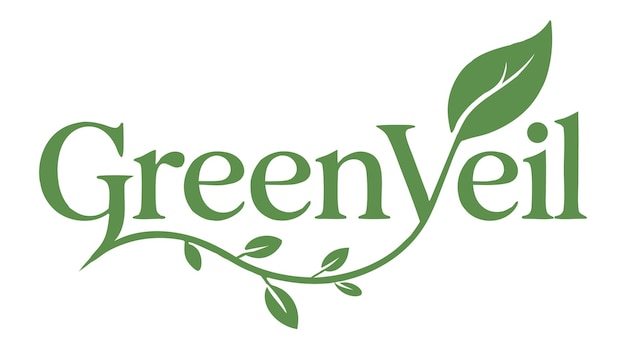 Logotipo de GreenVeil Marca inspirada en la naturaleza con elementos verdes de hojas