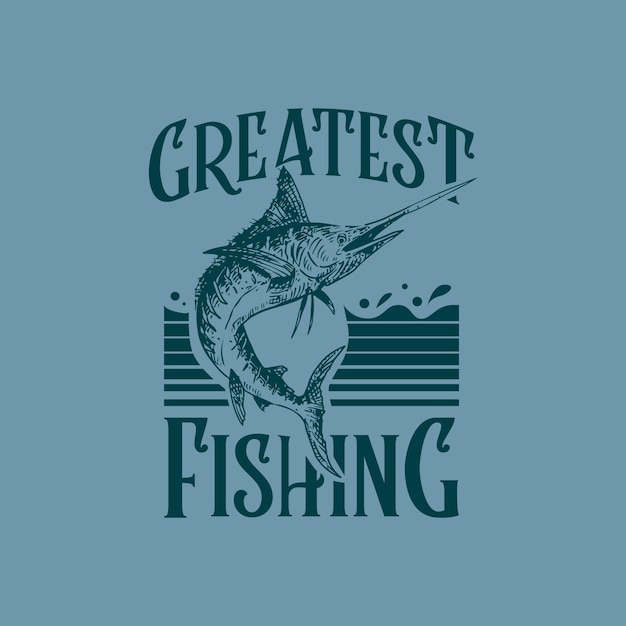 Logotipo de gretest marlin fishing con estilo vintage