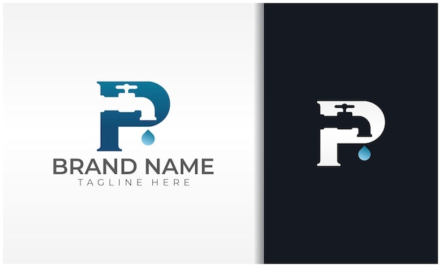 Logotipo de grifo de agua letra P