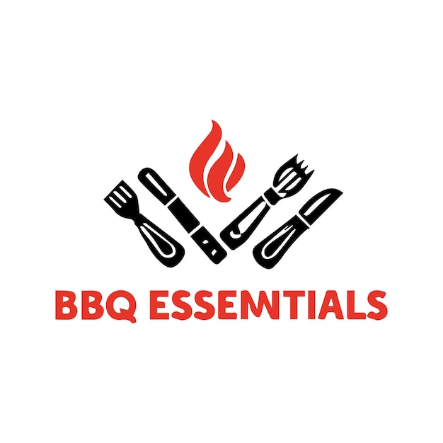 Vector el logotipo de grill n thrill con bbq essentials