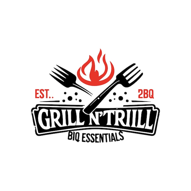 El logotipo de grill n thrill con bbq essentials