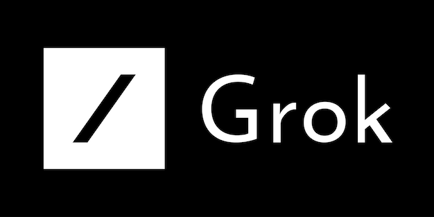 El logotipo de Grok aislado sobre un fondo negro Inteligencia artificial de Grok