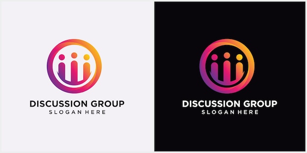 Logotipo de grupo de discusión plantilla de logotipo de chat de consulta vector de diseño de logotipo de personas y consulta