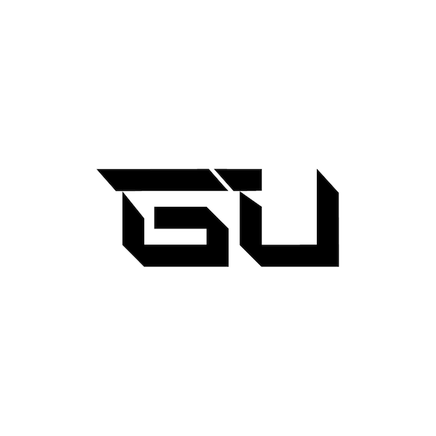 El logotipo de GU es un diseño de letra, texto, nombre, símbolo, logotipo monocromático, carácter alfabético y logotipo simple.