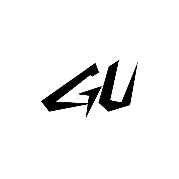 El logotipo de GU es un diseño de letra, texto, nombre, símbolo, logotipo monocromático, carácter alfabético y logotipo simple.