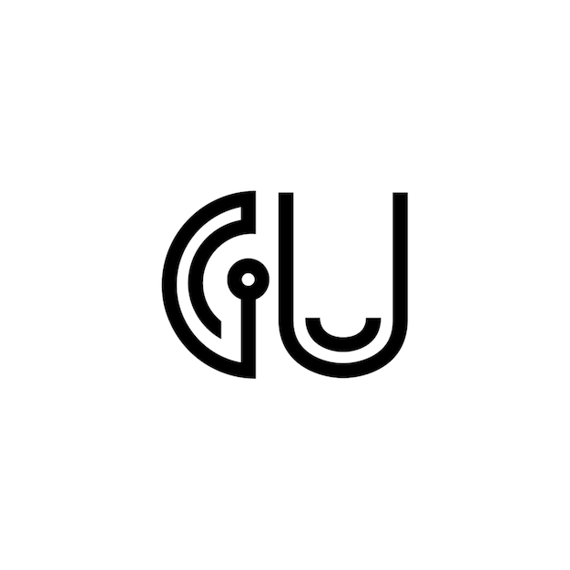 El logotipo de GU es un diseño de letra, texto, nombre, símbolo, logotipo monocromático, carácter alfabético y logotipo simple.