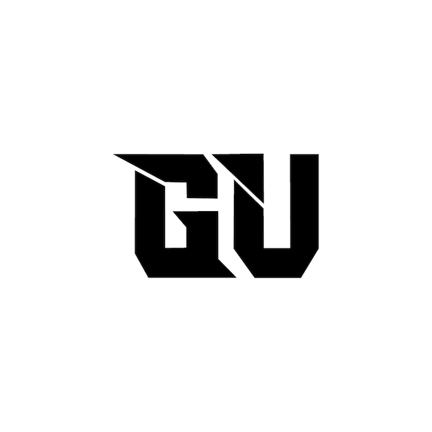 El logotipo de GU es un diseño de letra, texto, nombre, símbolo, logotipo monocromático, carácter alfabético y logotipo simple.