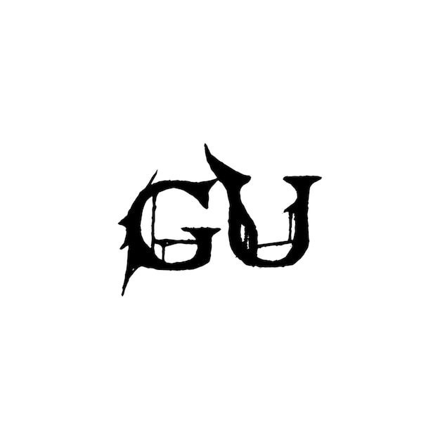 El logotipo de GU es un diseño de letra, texto, nombre, símbolo, logotipo monocromático, carácter alfabético y logotipo simple.