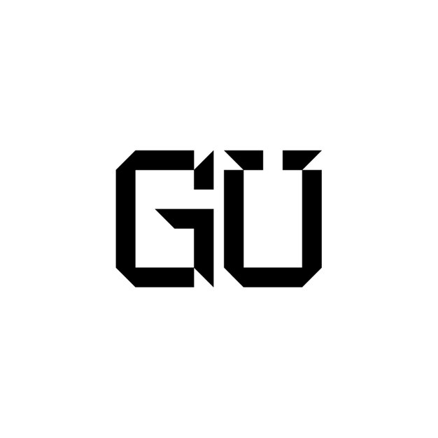 El logotipo de GU es un diseño de letra, texto, nombre, símbolo, logotipo monocromático, carácter alfabético y logotipo simple.