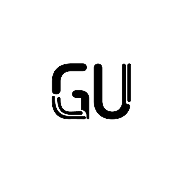 El logotipo de GU es un diseño de letra, texto, nombre, símbolo, logotipo monocromático, carácter alfabético y logotipo simple.