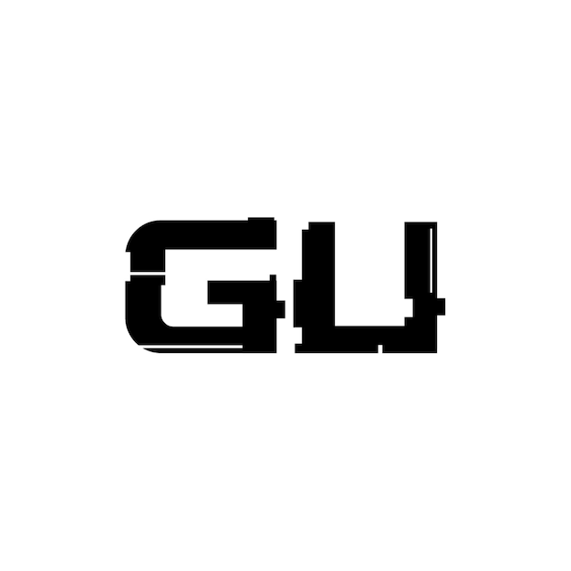 El logotipo de GU es un diseño de letra, texto, nombre, símbolo, logotipo monocromático, carácter alfabético y logotipo simple.
