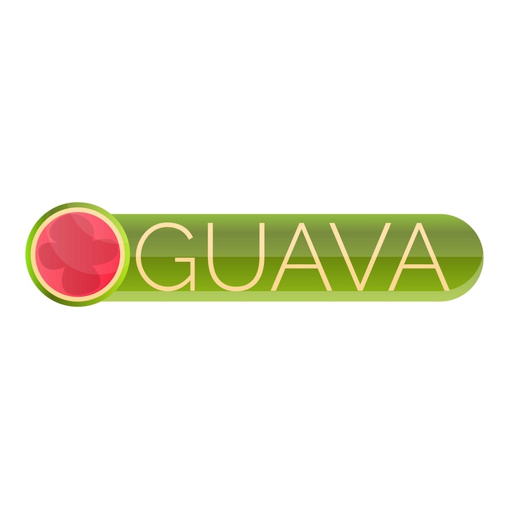 Vector logotipo de guayaba cortado caricatura del logotipo de vector de guayaba cortado para diseño web aislado sobre fondo blanco