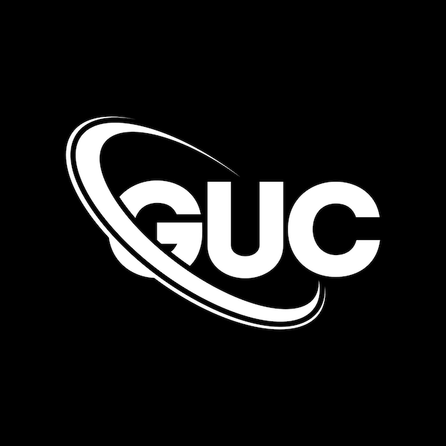 Logotipo de GUC GUC letra GUC letra diseño de logotipo Iniciales GUC logotipo vinculado con círculo y mayúscula monograma logotipo GUC tipografía para negocios de tecnología y marca inmobiliaria
