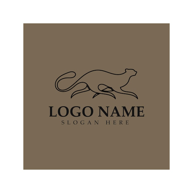 Logotipo de guepardo con silueta plana y color repleto de vector de concepto moderno