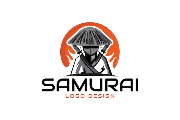 Vector logotipo de guerrero samurái