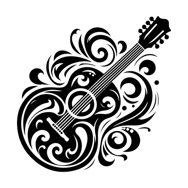logotipo de la guitarra en diseño plano