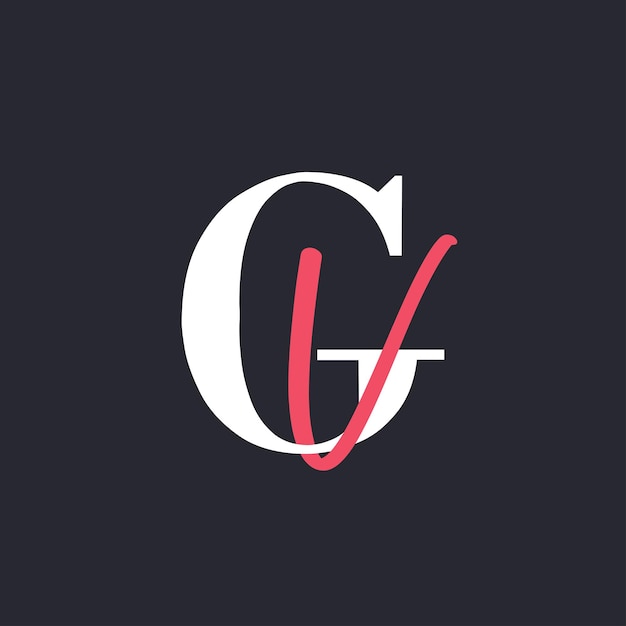 Logotipo de GV Perfectamente mezclado Iniciales de GV Diseño de logotipo de letra