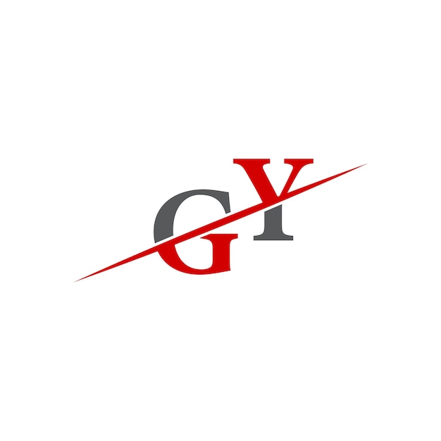 Logotipo GY minimalista con línea diagonal dinámica