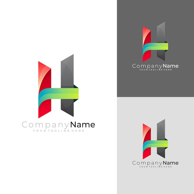 Logotipo H Logotipo de la letra H con diseño simple estilo 3d