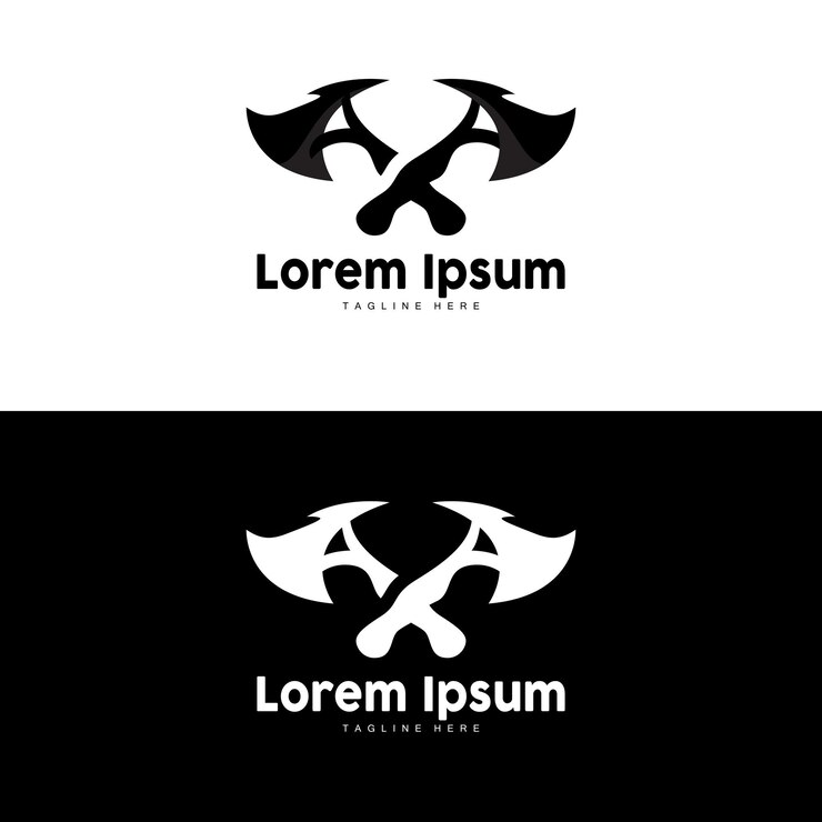 Vector logotipo de hacha herramienta para cortar madera icono vector diseño de silueta estilo retro vintage
