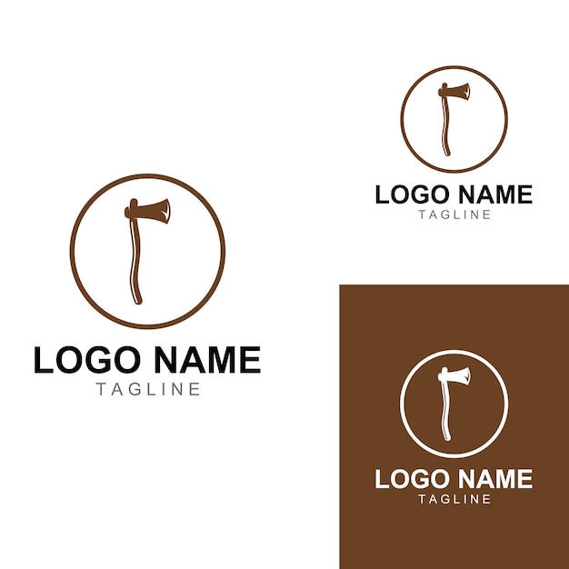 Logotipo de hacha logohatchet con plantilla de ilustración de vector de diseño de concepto