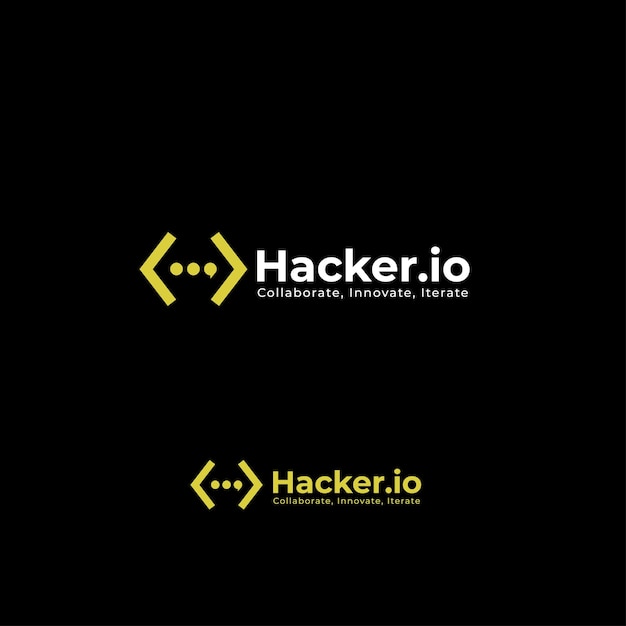 Logotipo de hacker con estilo de píxel logotipo de píxel tecnología moderna
