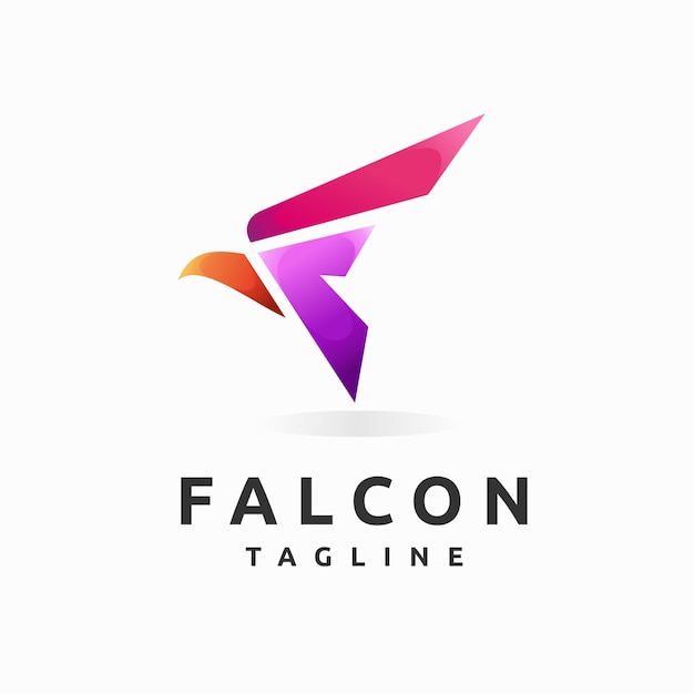 Logotipo de halcón con concepto de letra f