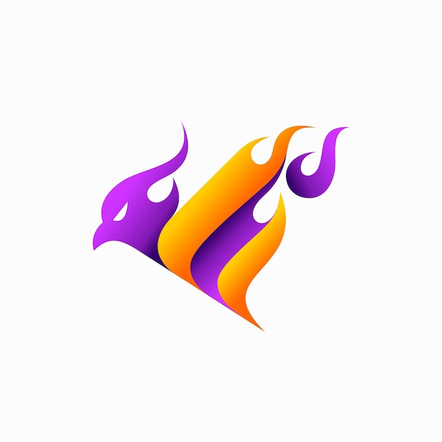 Logotipo de halcón con elemento fuego