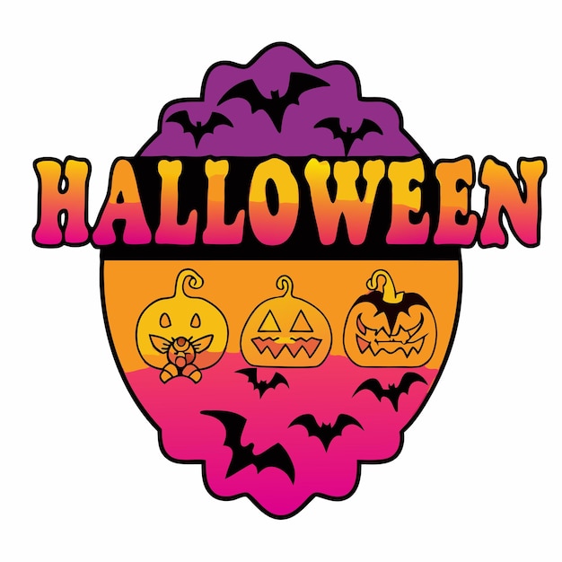 un logotipo para Halloween con calabazas en él