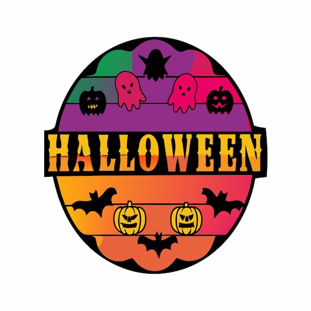 un logotipo de Halloween con murciélagos y la palabra Halloween en él