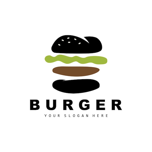 Logotipo de hamburguesa Diseño de comida rápida Pan y verduras Vector Ilustración de icono de marca de restaurante de comida rápida