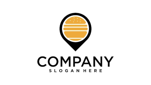 logotipo de hamburguesa con diseño de mapas de pines
