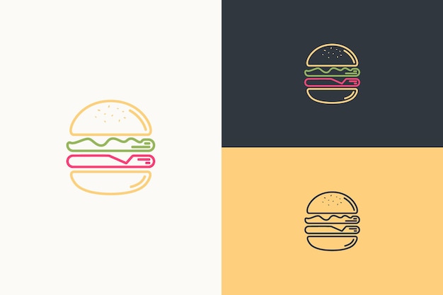 logotipo de hamburguesa con estilo de logotipo de línea simple