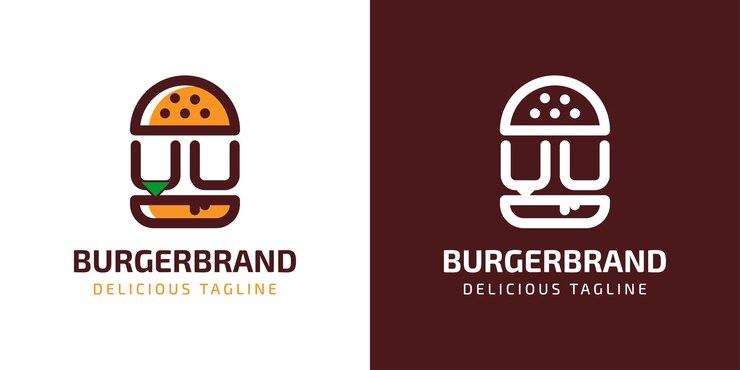Vector logotipo de hamburguesa con letra uu adecuado para cualquier negocio relacionado con hamburguesas con iniciales u o uu