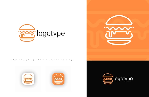 Logotipo de hamburguesa minimalista con efecto de salsa goteante que simboliza la deliciosa comida rápida y el restaurante